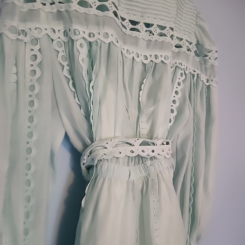 Teal green lace dress